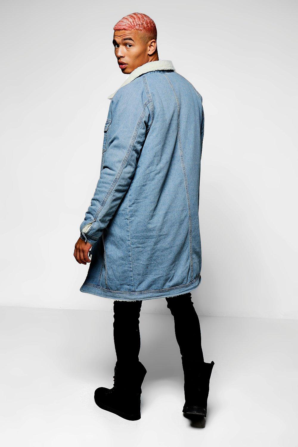 Borg longline denim on sale jacket